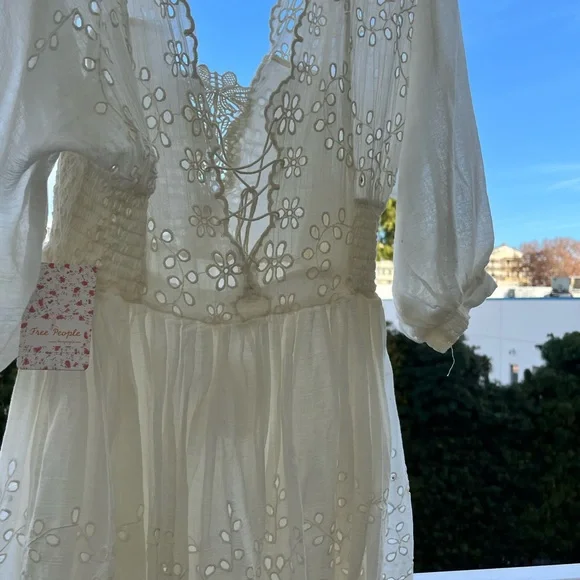 Free People Cream Embroidered Dress - Picture 1 of 3